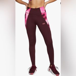 Nike One Icon Clash Women's Mid-Rise Leggings Size S Burgundy/Pink